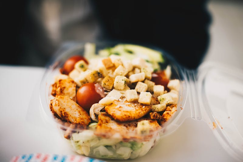 Caesar salad with croutons and parmesan