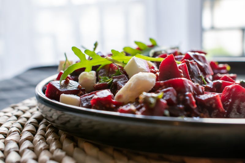 Beet and goat cheese salad